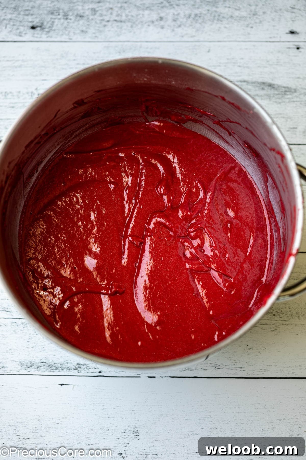 Red velvet cake recipe without buttermilk batter.