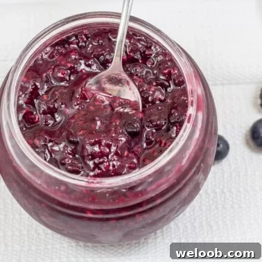 Mixed berry jam in a jar.
