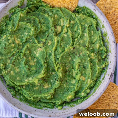 Square image of 4 ingredient guacamole recipe.
