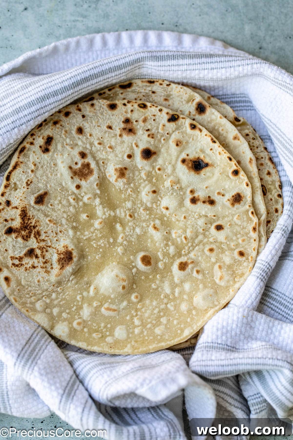 Fresh shawarma bread on linen.