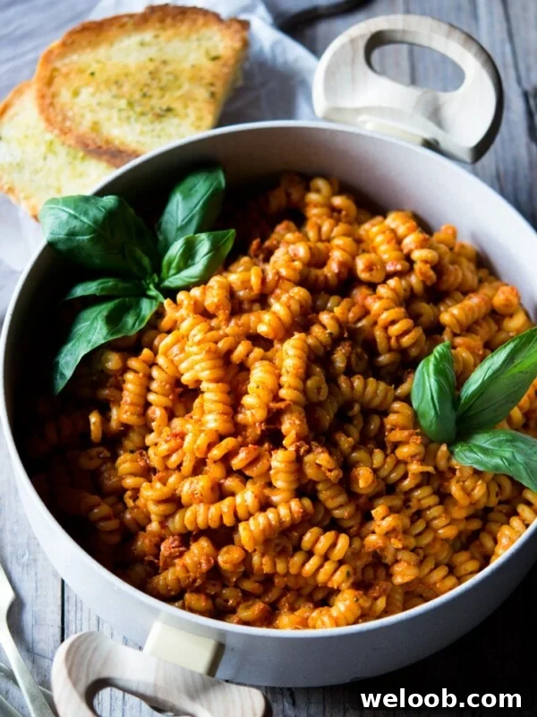 sun dried tomato pasta in a large pot
