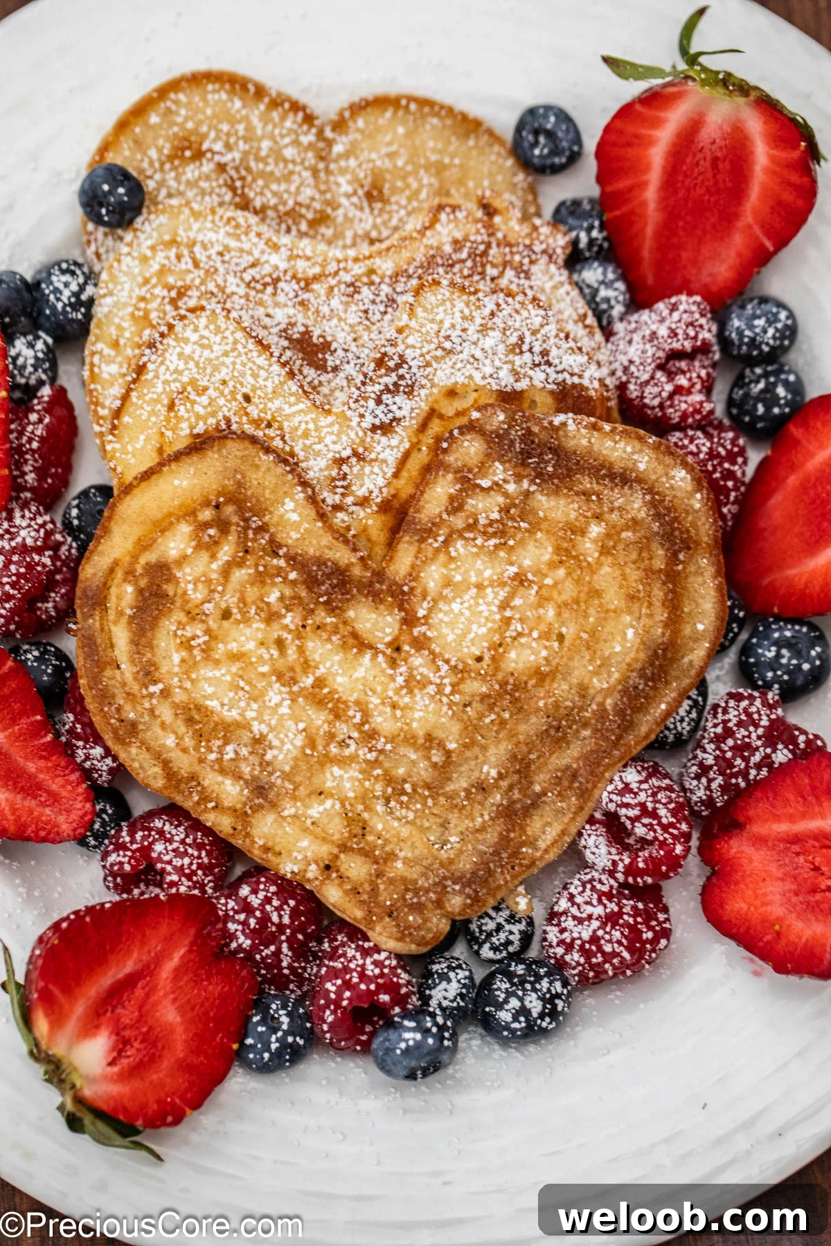Pancakes in heart shape.
