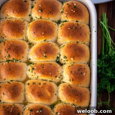 Square image of garlic butter rolls