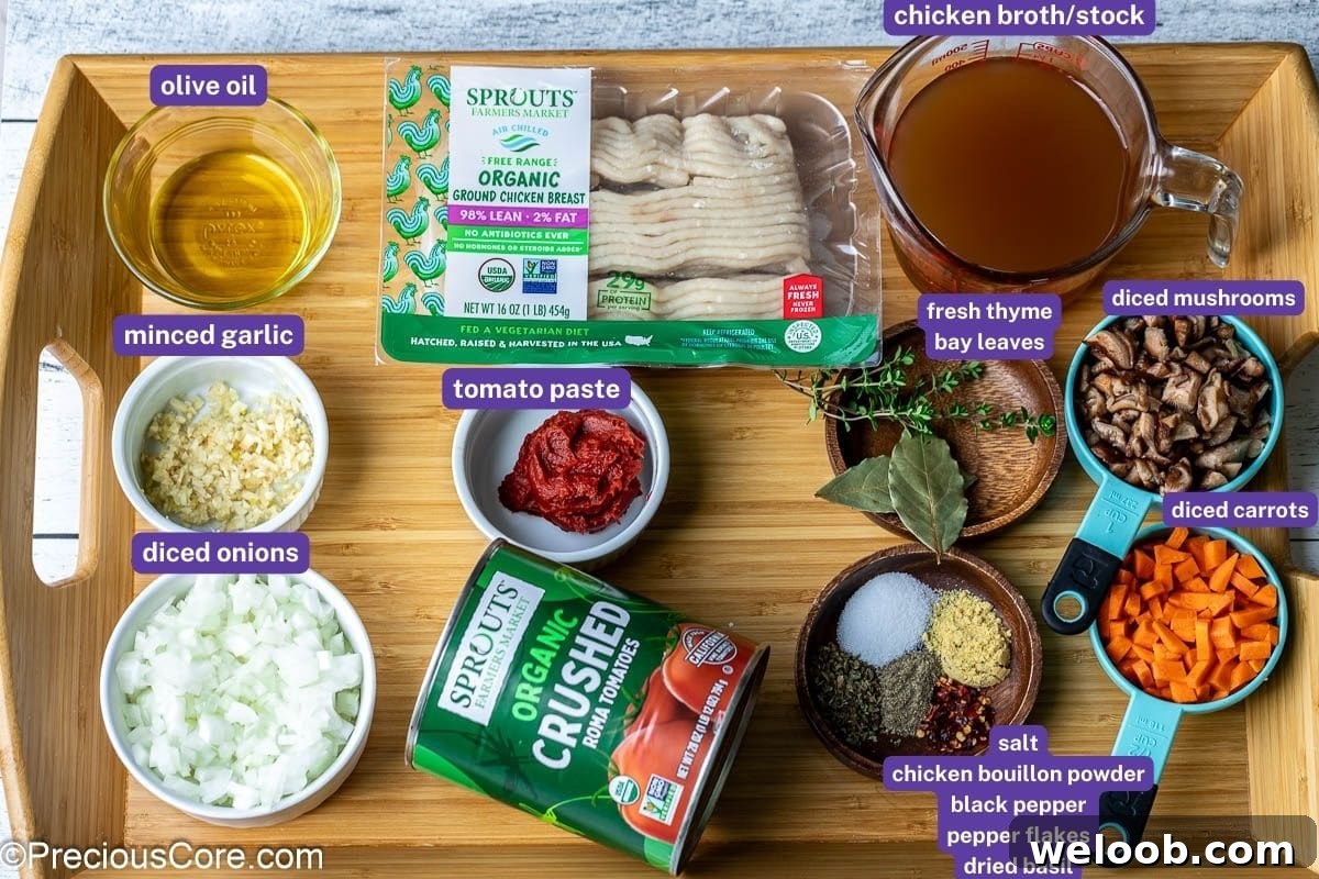 Ingredients for Spaghetti Bolognese Chicken on a tray.