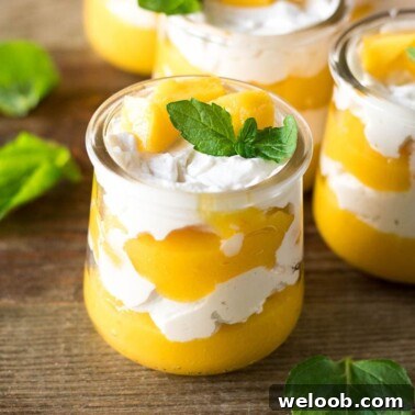 Cups of mango cream.