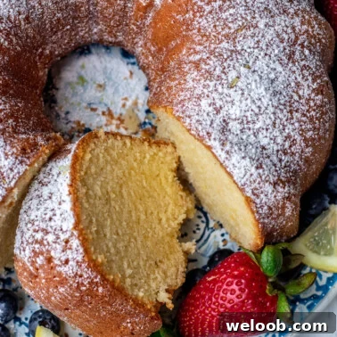 Southern Lemon Pound Cake image cropped into a square.