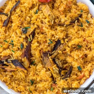 Close up of Cameroonian Njanga Rice.
