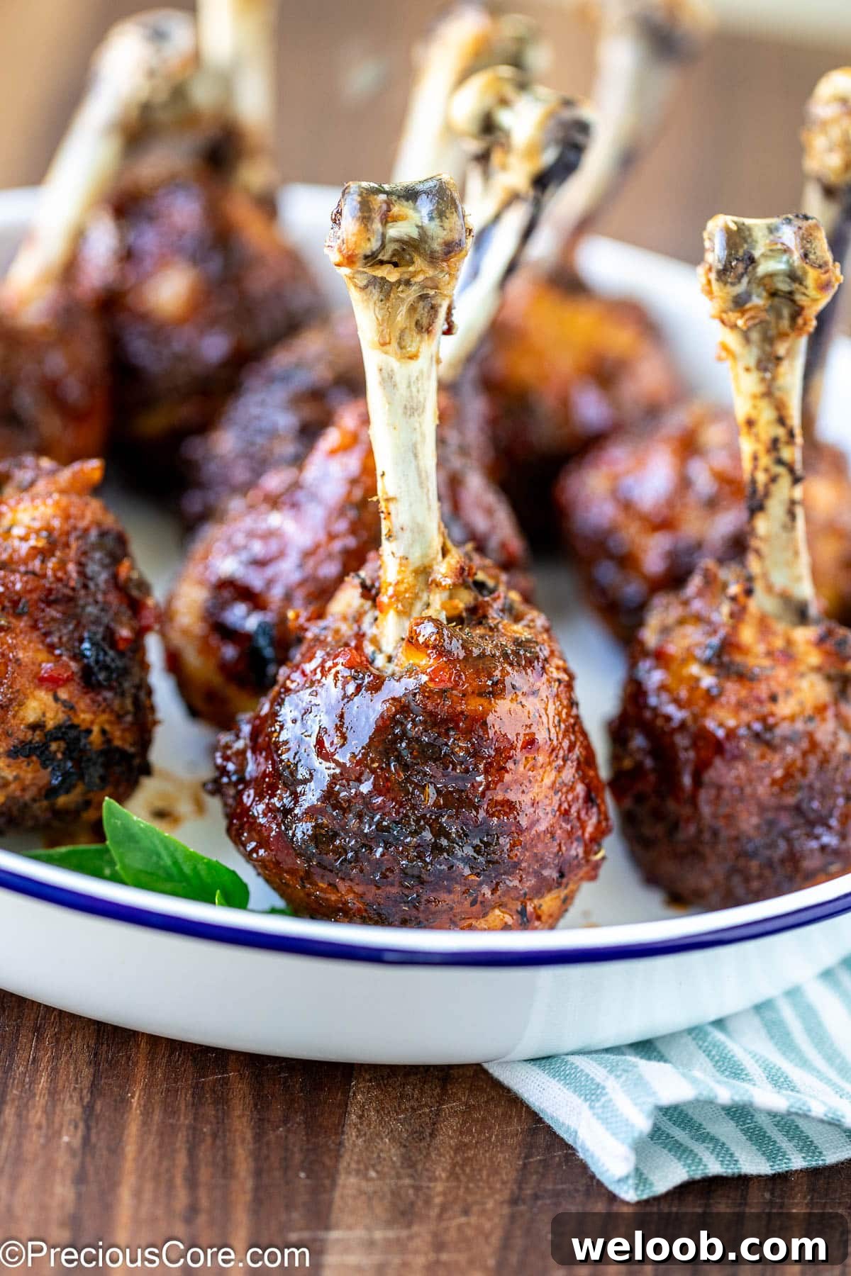 Baked chicken drumstick lollipops.
