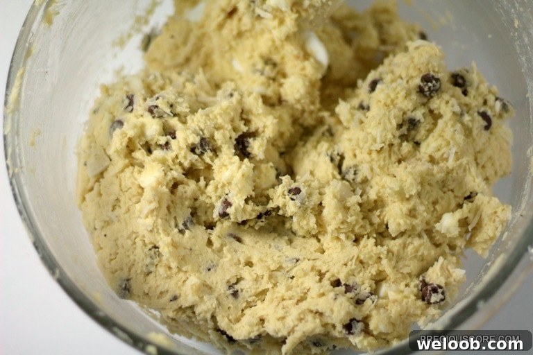 Coconut chocolate chip cookie dough.