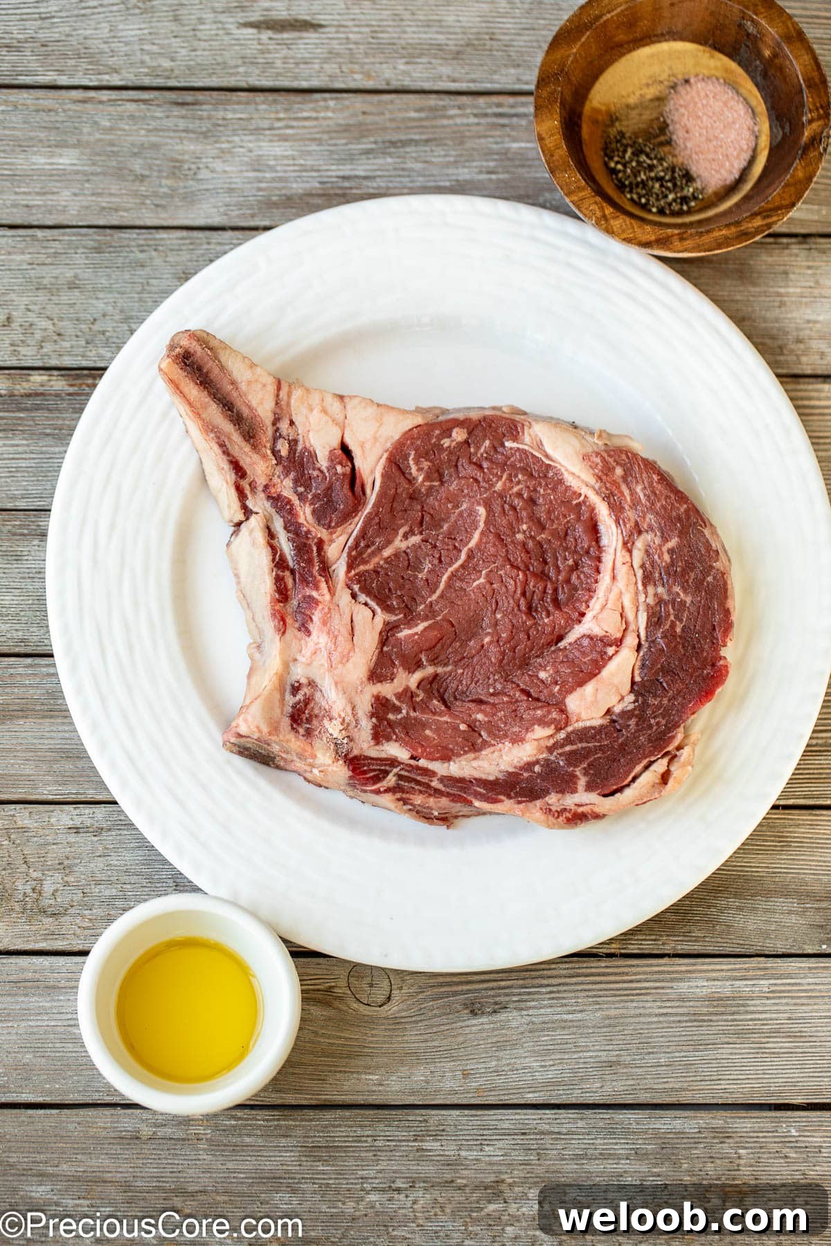 Steak, salt, black pepper, and olive oil.