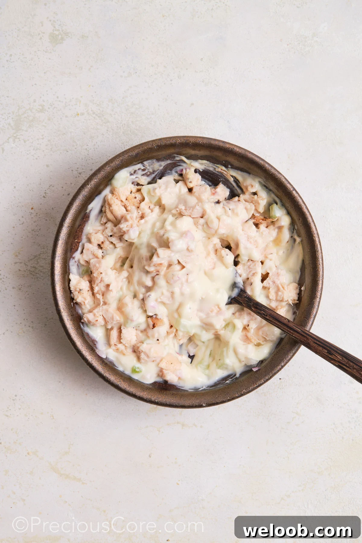 Chicken Mayonnaise Sandwich filling in a bowl.