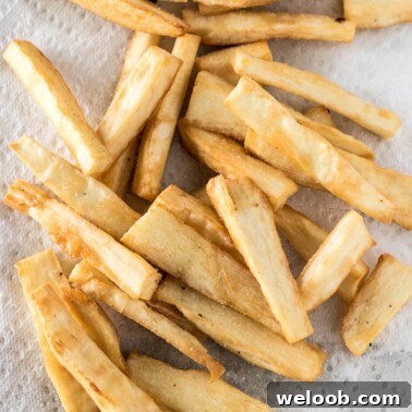 Yuca Fries on a paper towel.