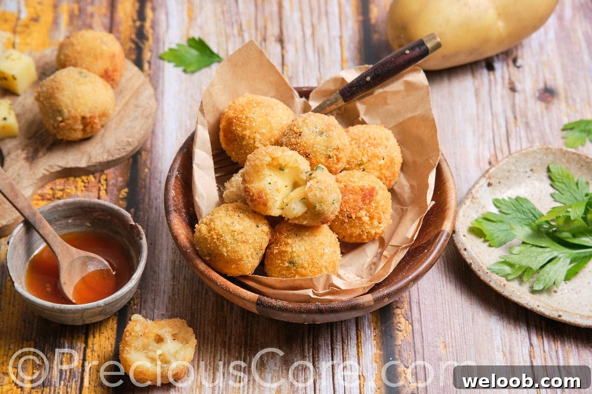 A bowl of cheesy potato balls.