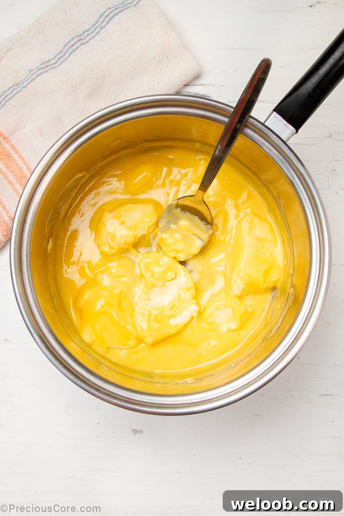 Butter melting in a saucepan.