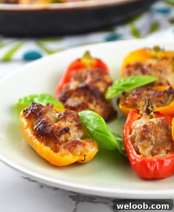 Sausage and Stracchino stuffed sweet mini peppers