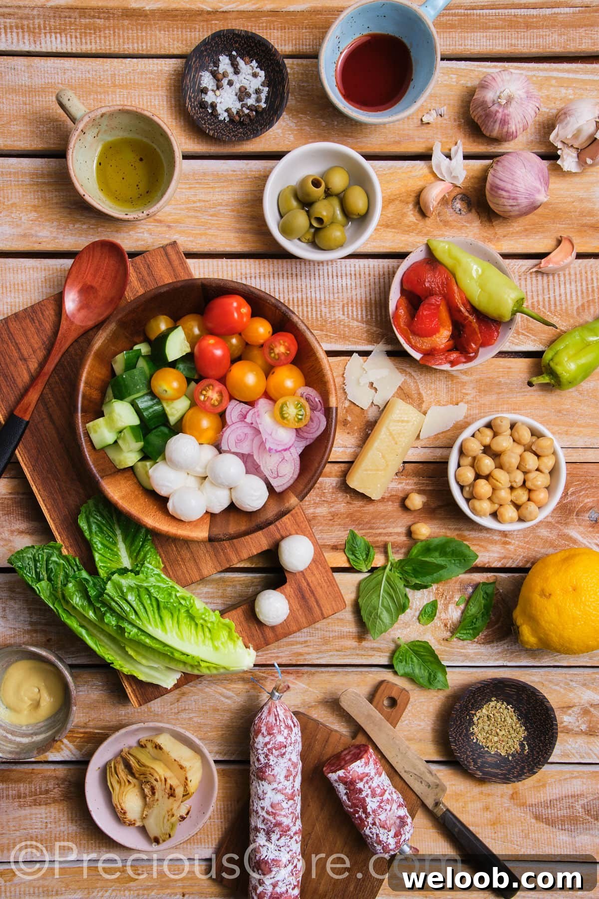 Ingredients for Italian Chopped Salad.