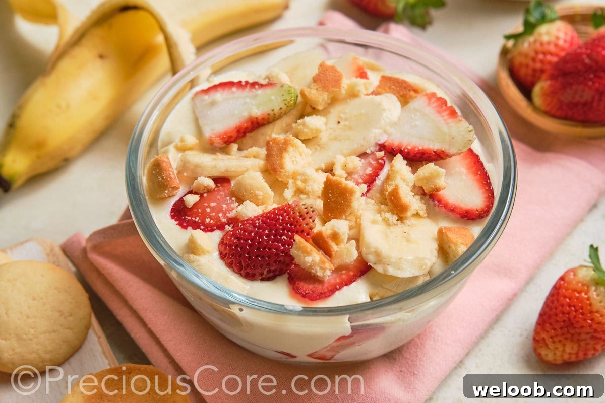A bowl of strawberry banana pudding.
