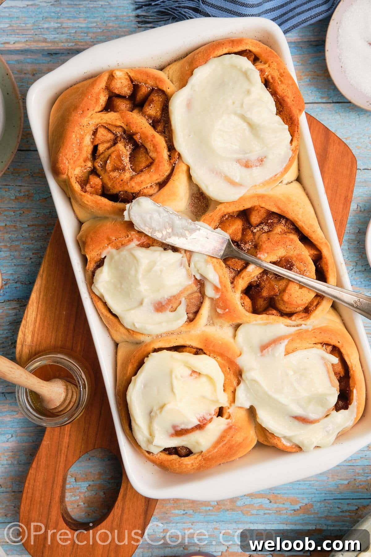 Cinnamon Rolls filled with apple pie filling.