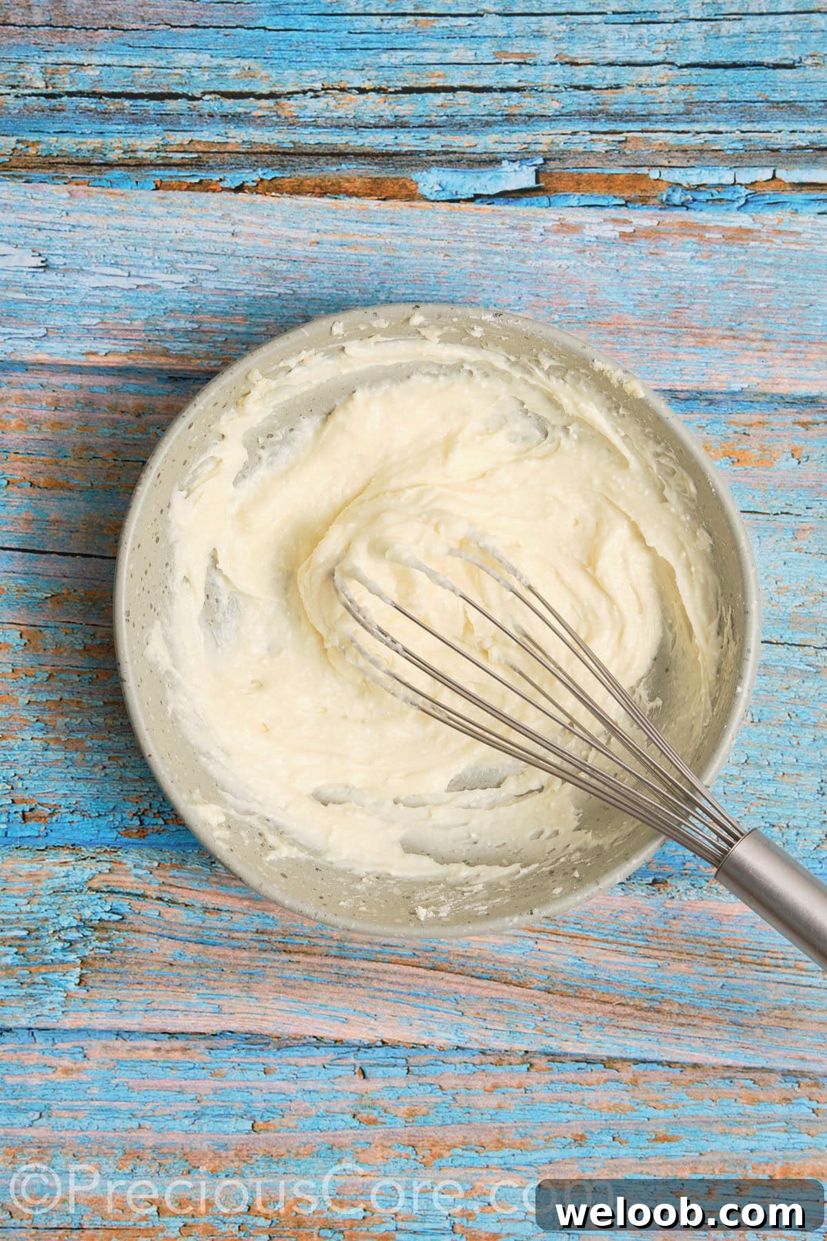 Mixed cream cheese frosting.