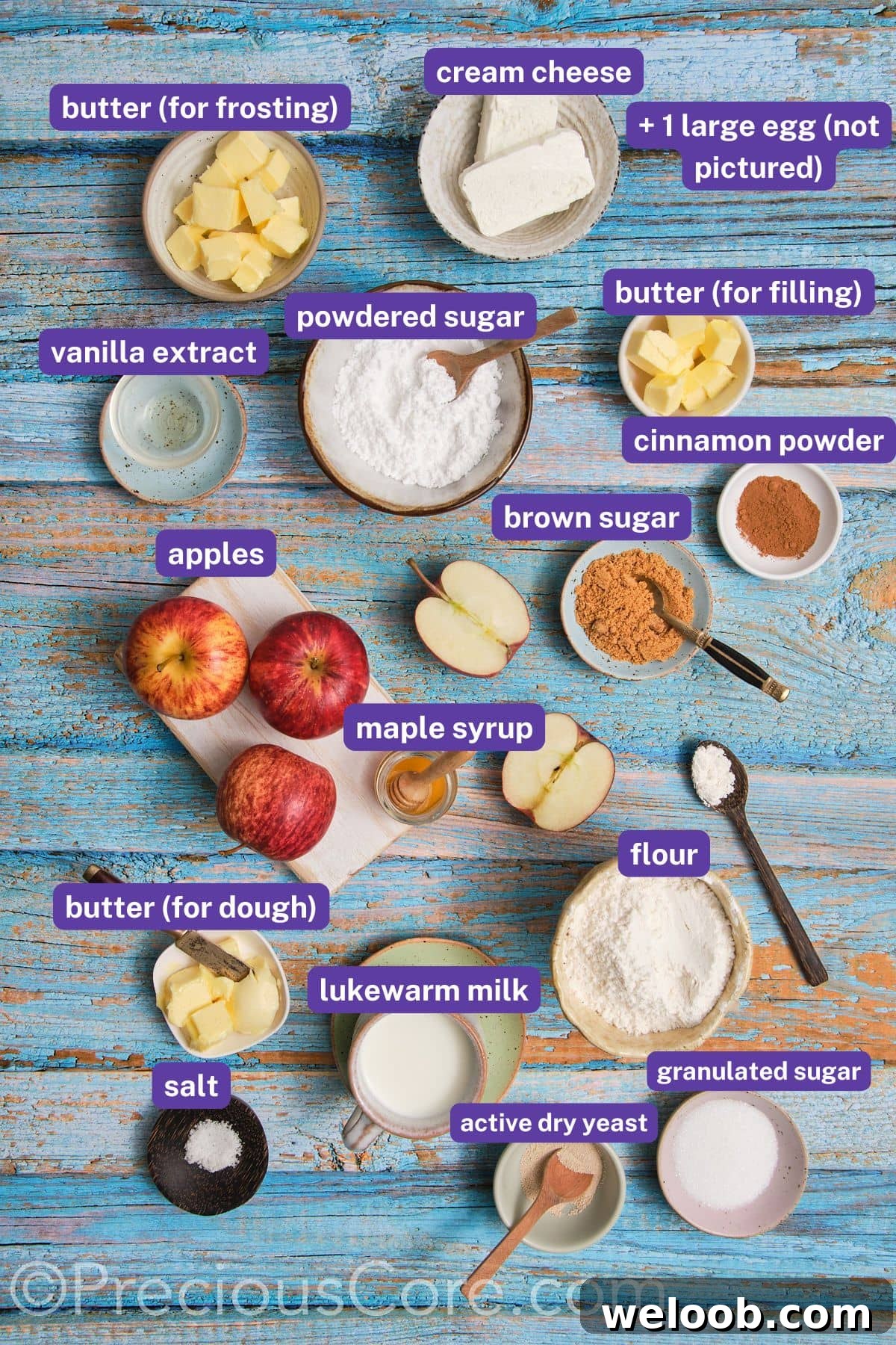 Apple Pie Cinnamon Rolls With Labels.