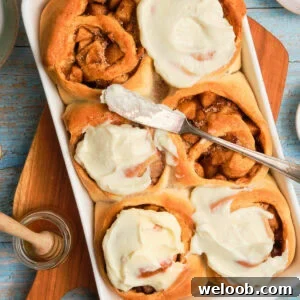 Cinnamon Rolls filled with apple pie filling.