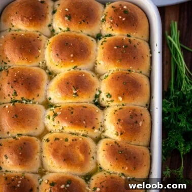 Square image of garlic butter rolls