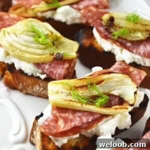 These roasted fennel, salami, and ricotta crostini are so easy to make and utterly delicious. Make these for a delightful Springtime lunch out in the garden. www.iinsidetherustickitchen.com