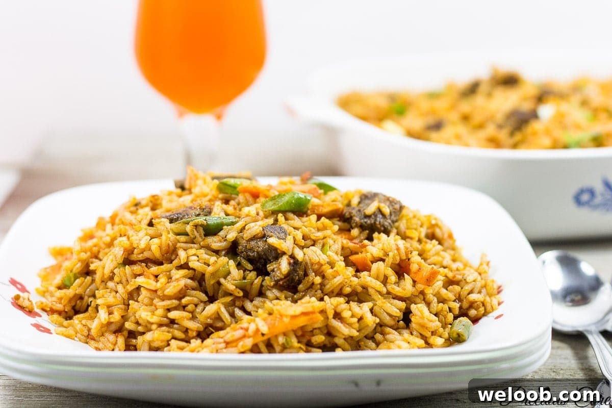 Cameroonian Jollof Rice on a plate