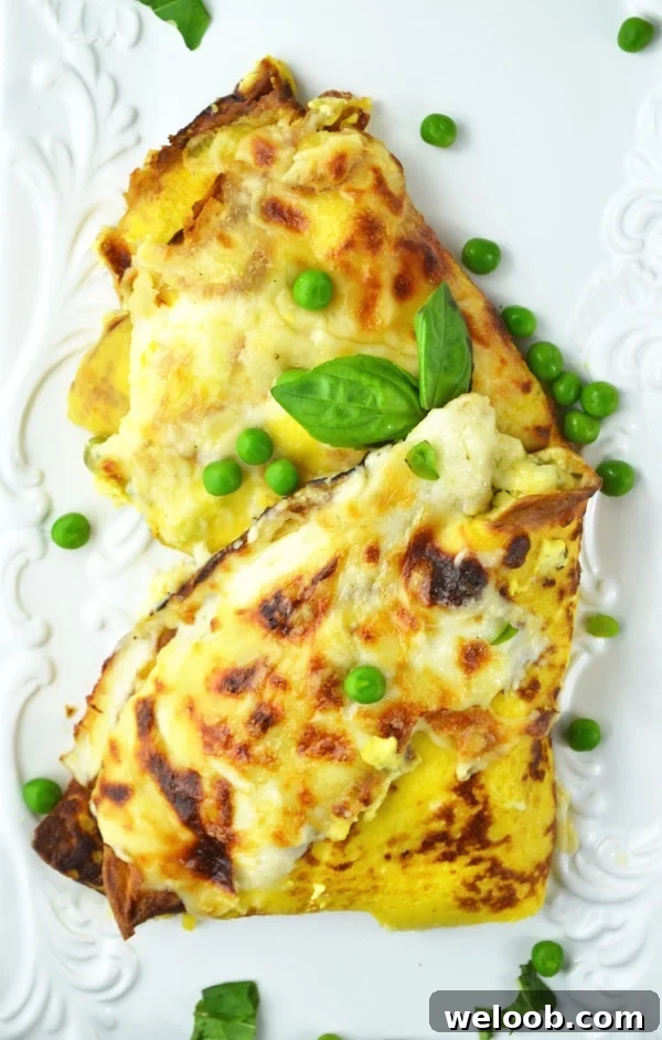 Crespelle with ricotta, peas and ham