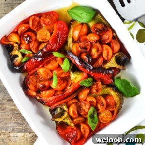 These delicious Italian stuffed peppers are stuffed with anchovies, garlic, basil and cherry tomatoes. A super easy and speedy lunch or dinner that you'll love! www.insidetherustickitchen.com