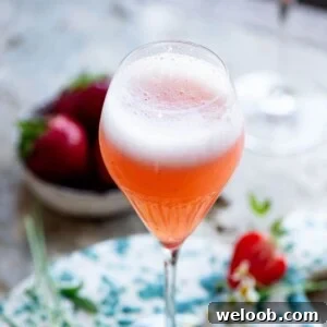A close up cropped image of a rossini cocktail.