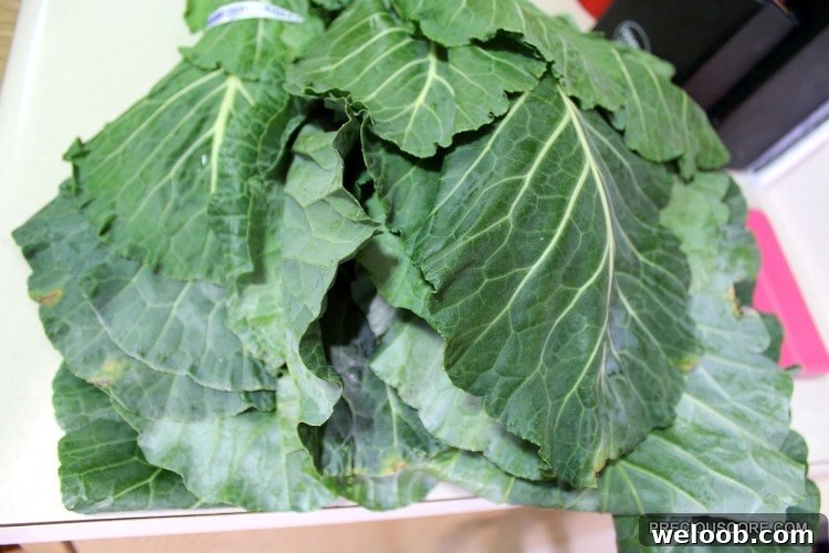 Fresh collard greens for Ekwang.