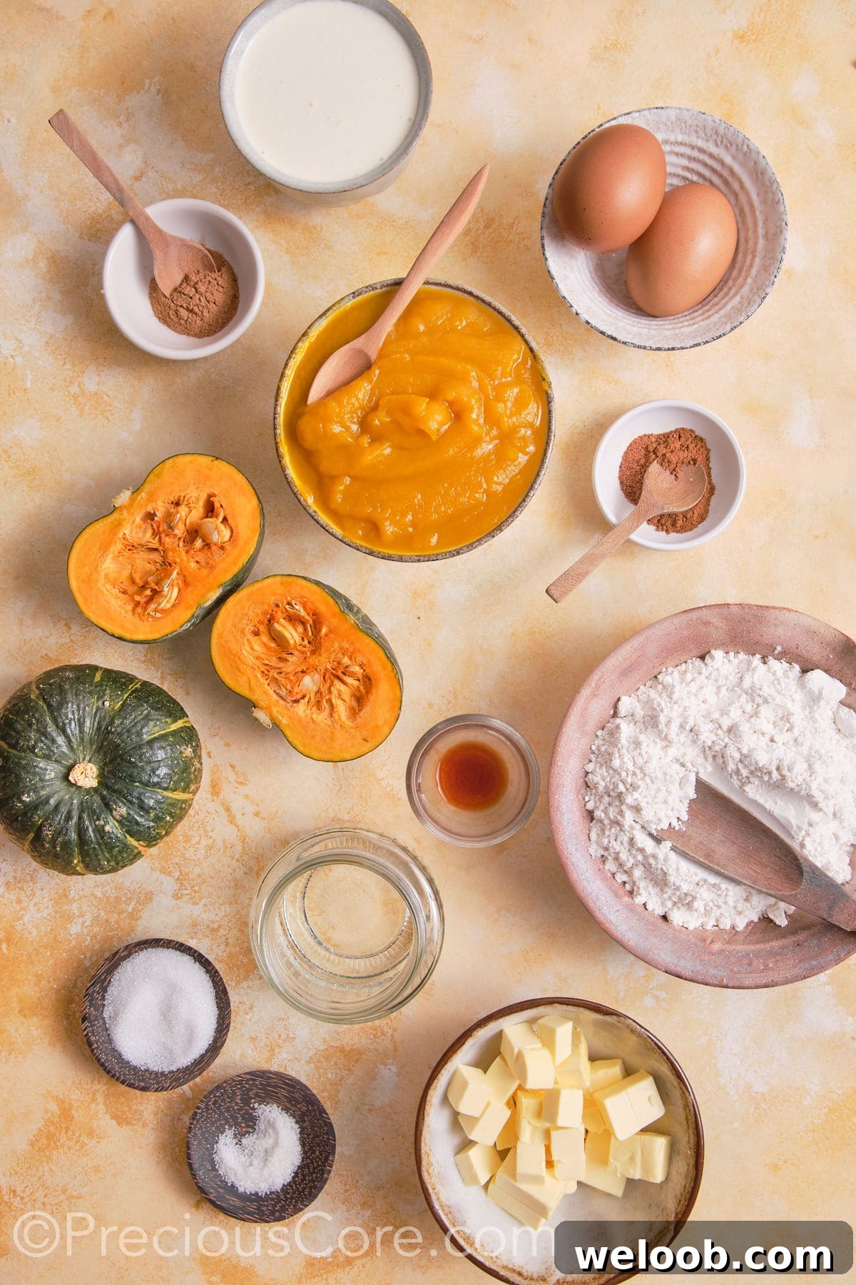 Ingredients for Pumpkin Pie without evaporated milk.