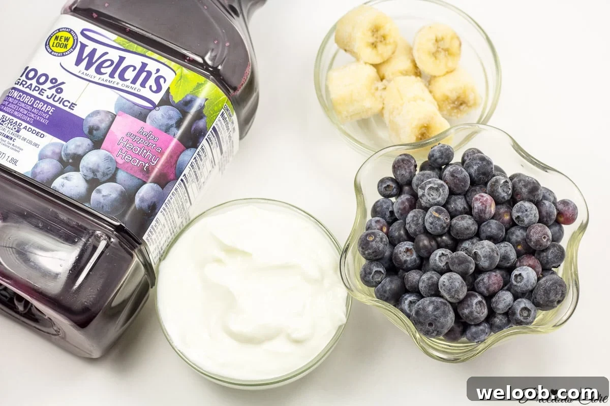 ingredients for 4-ingredient purple smoothie