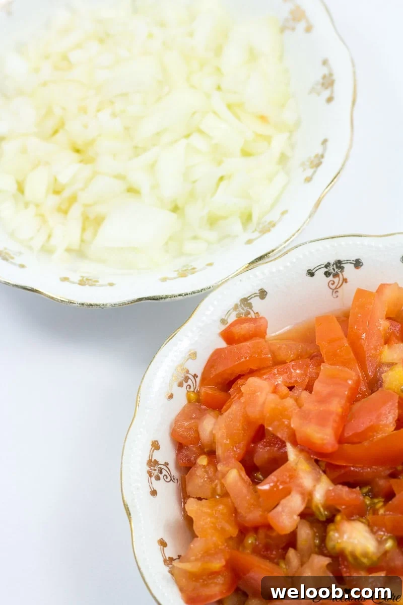 chopped tomatoes and onions