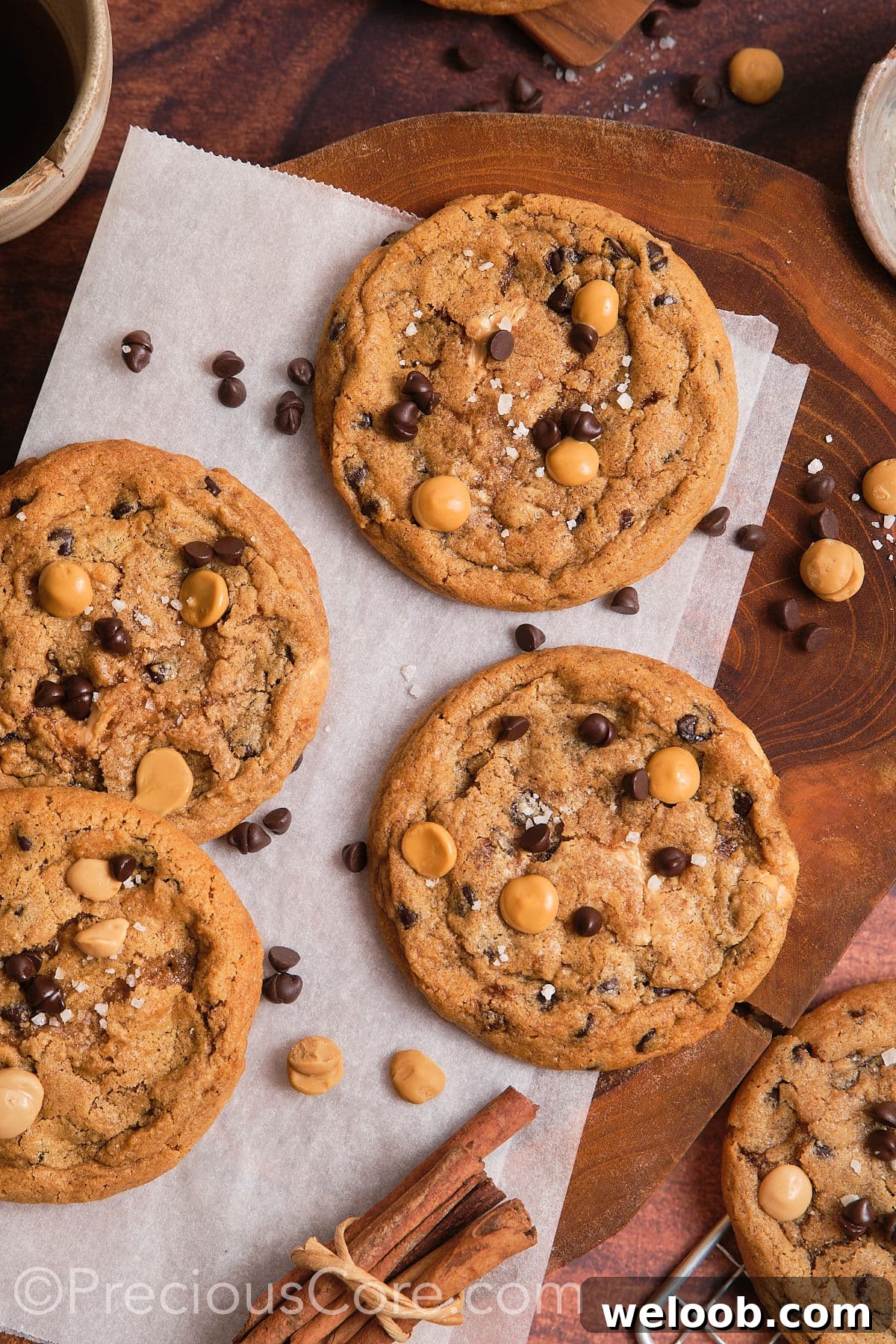 Cookies with melty butterscotch chips, chocolate chips and sea salt.