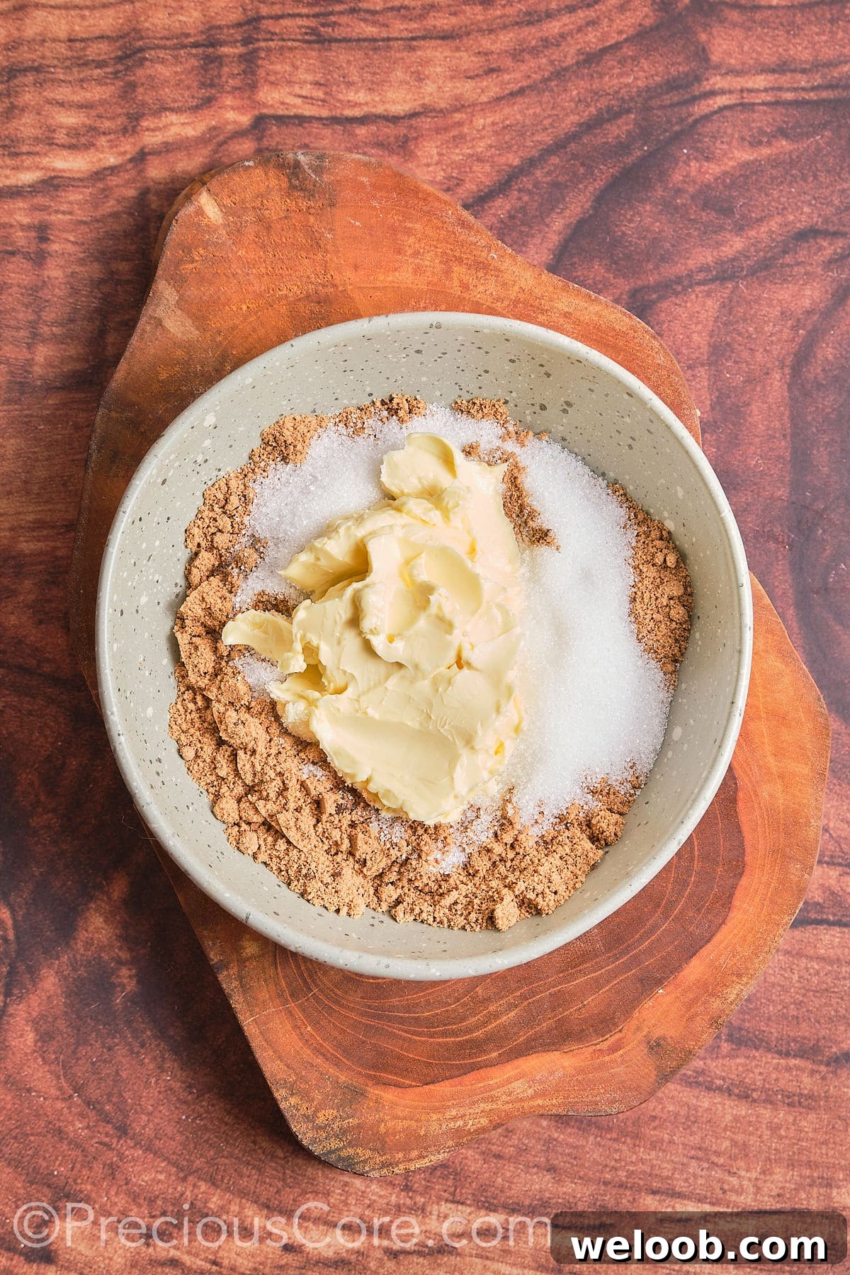Add cream the butter, granulated sugar, and brown sugar to the mixture