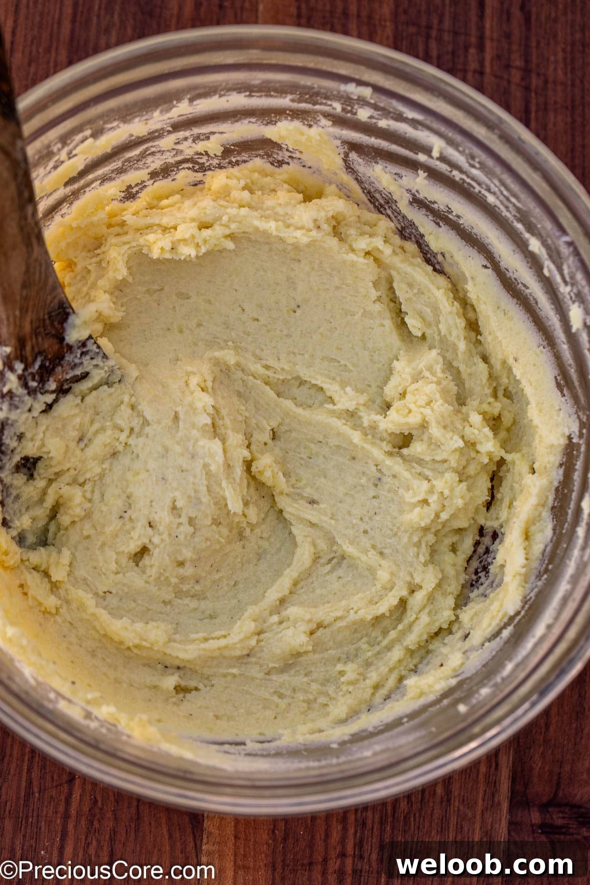 Mixed and finished mashed Japanese potatoes.