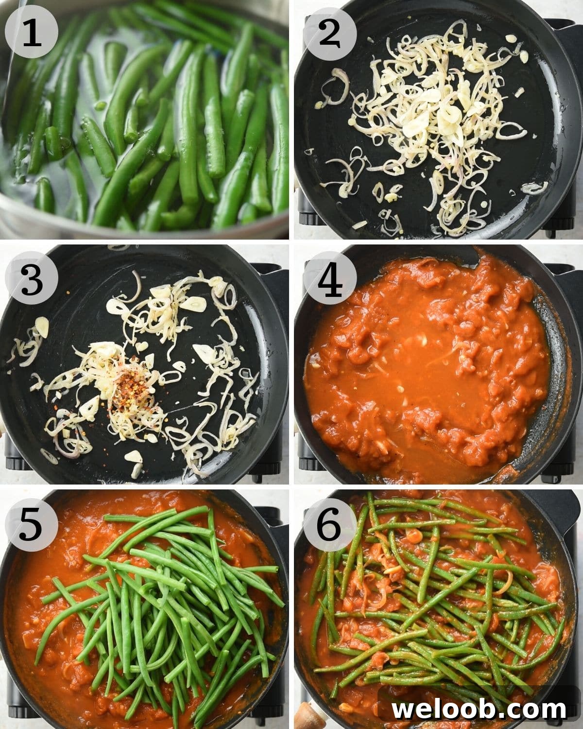 Step by step photos for making Italian green beans