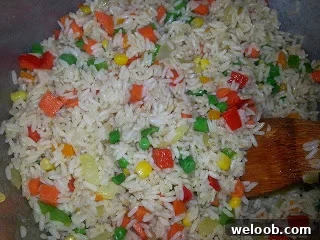 Coconut fried rice close-up