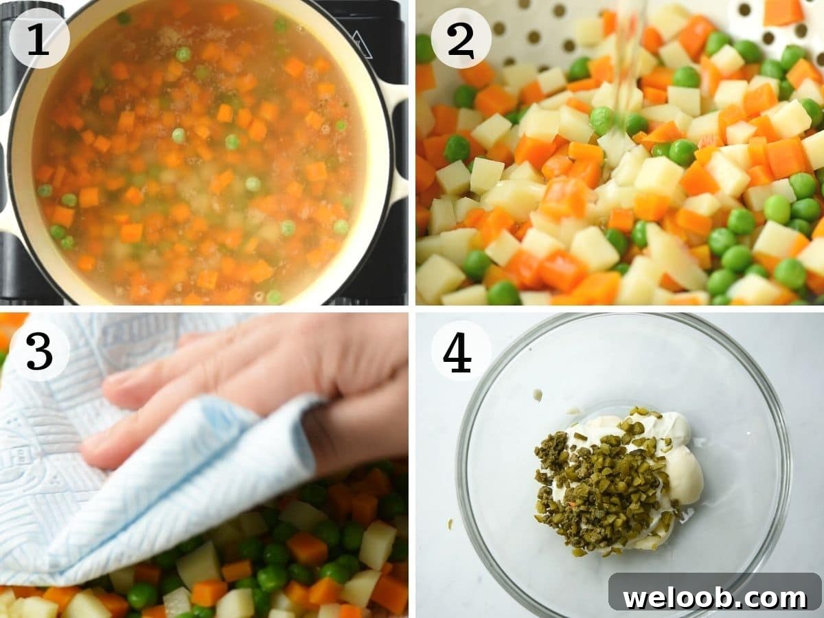 Step by step photos showing how to prepare vegetables