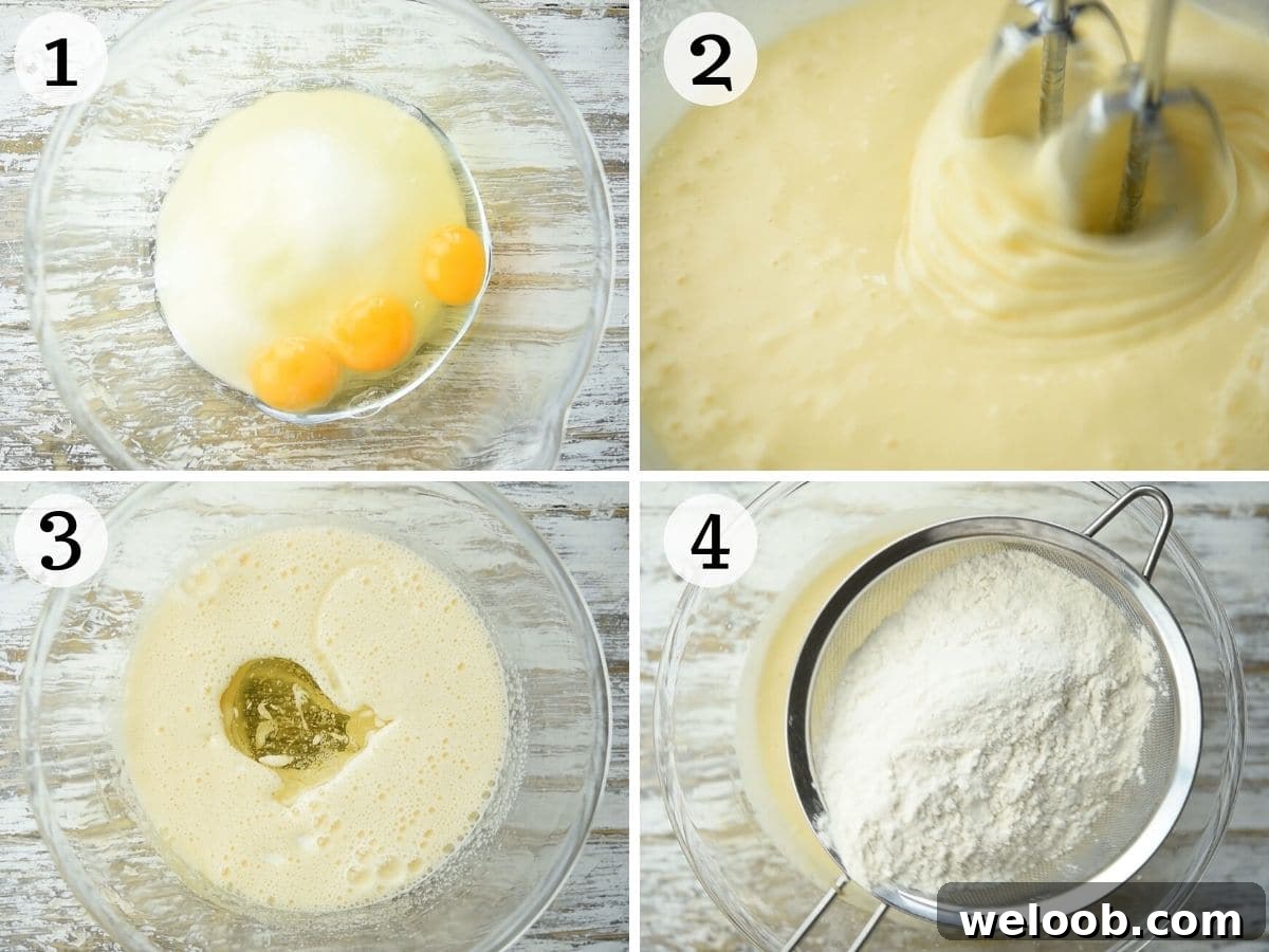 Step by step photos showing how to prepare Italian breakfast cake