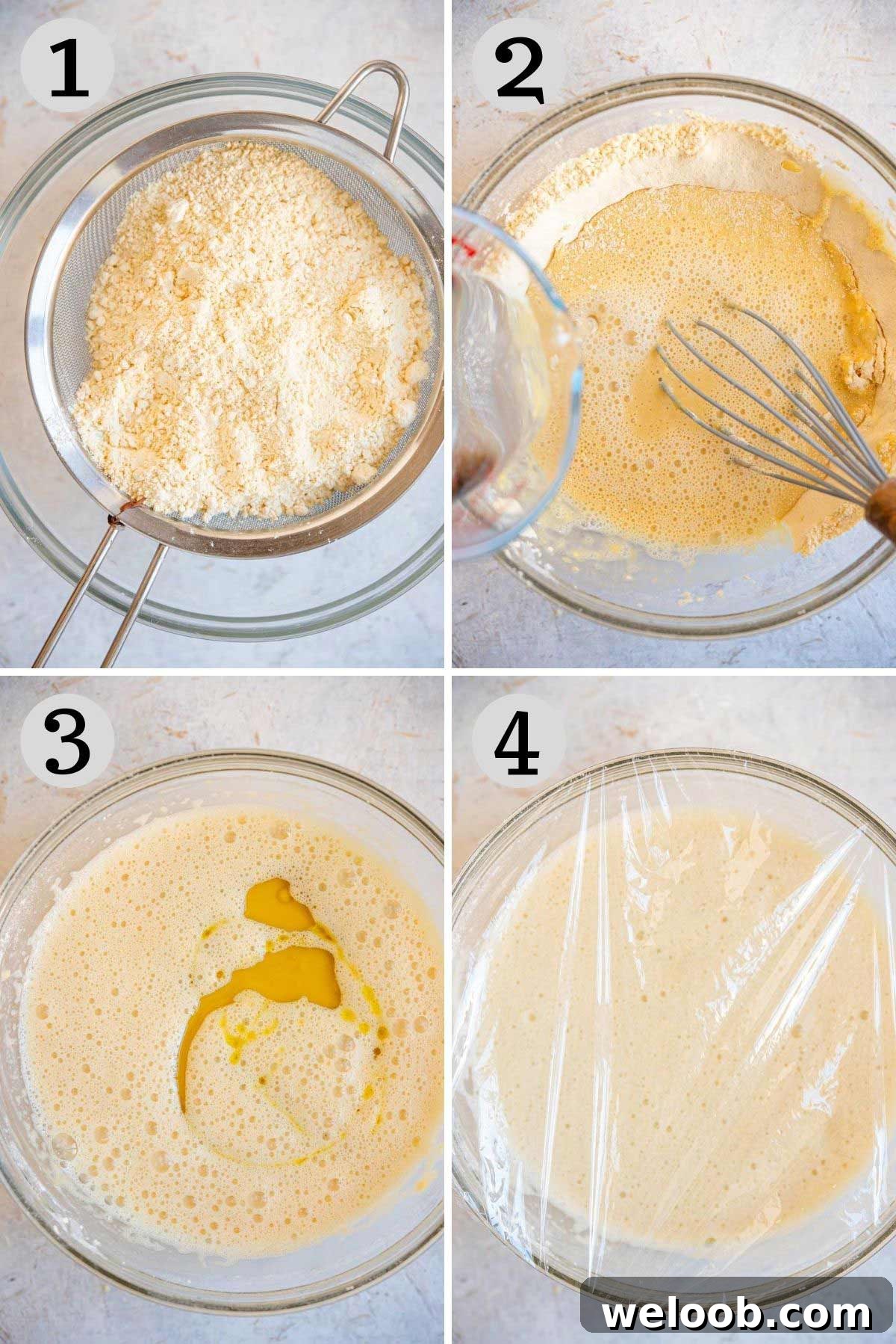 Step by step photos showing how to make La Farinata