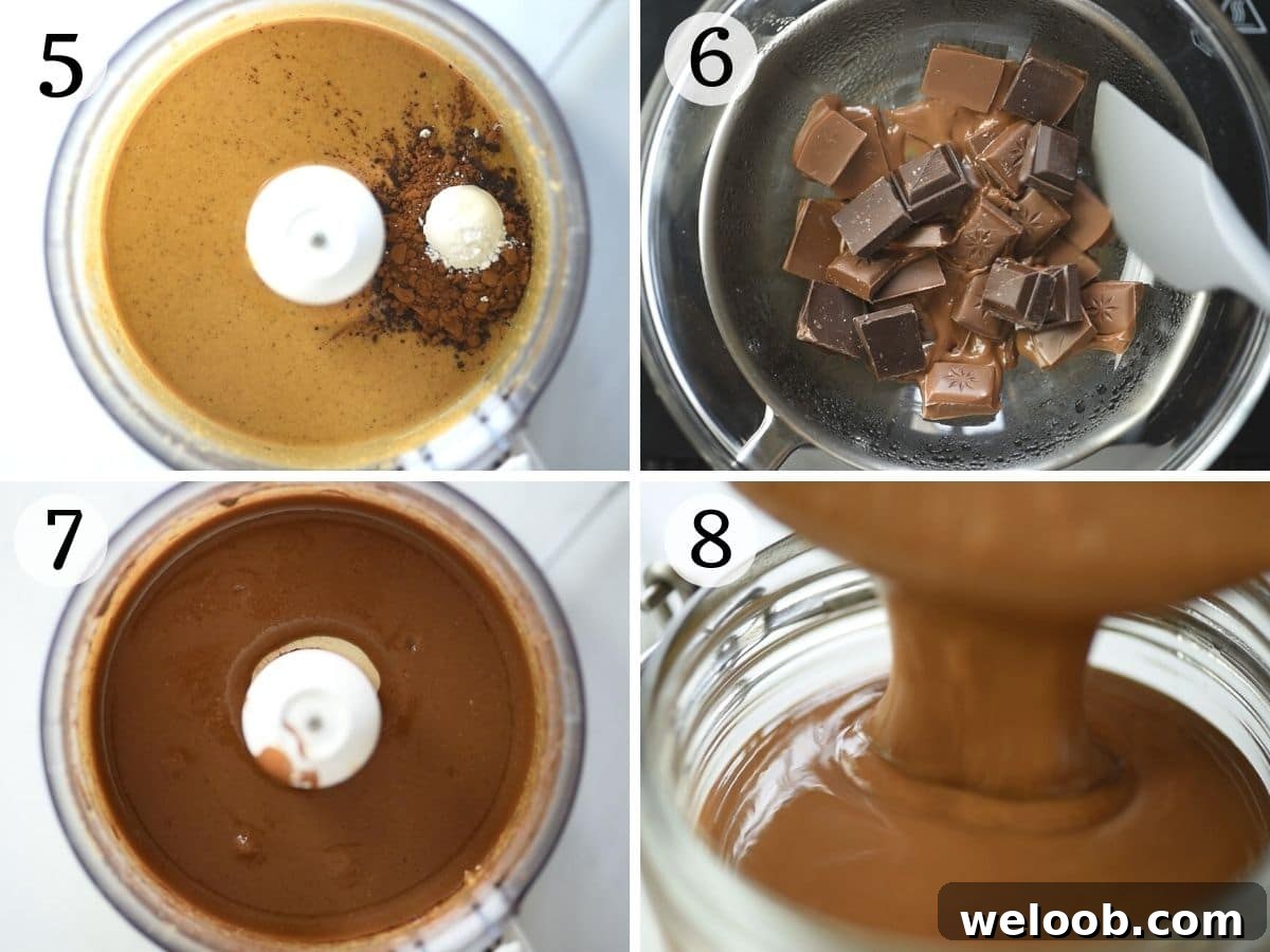 Step by step photos showing how to make homemade Nutella
