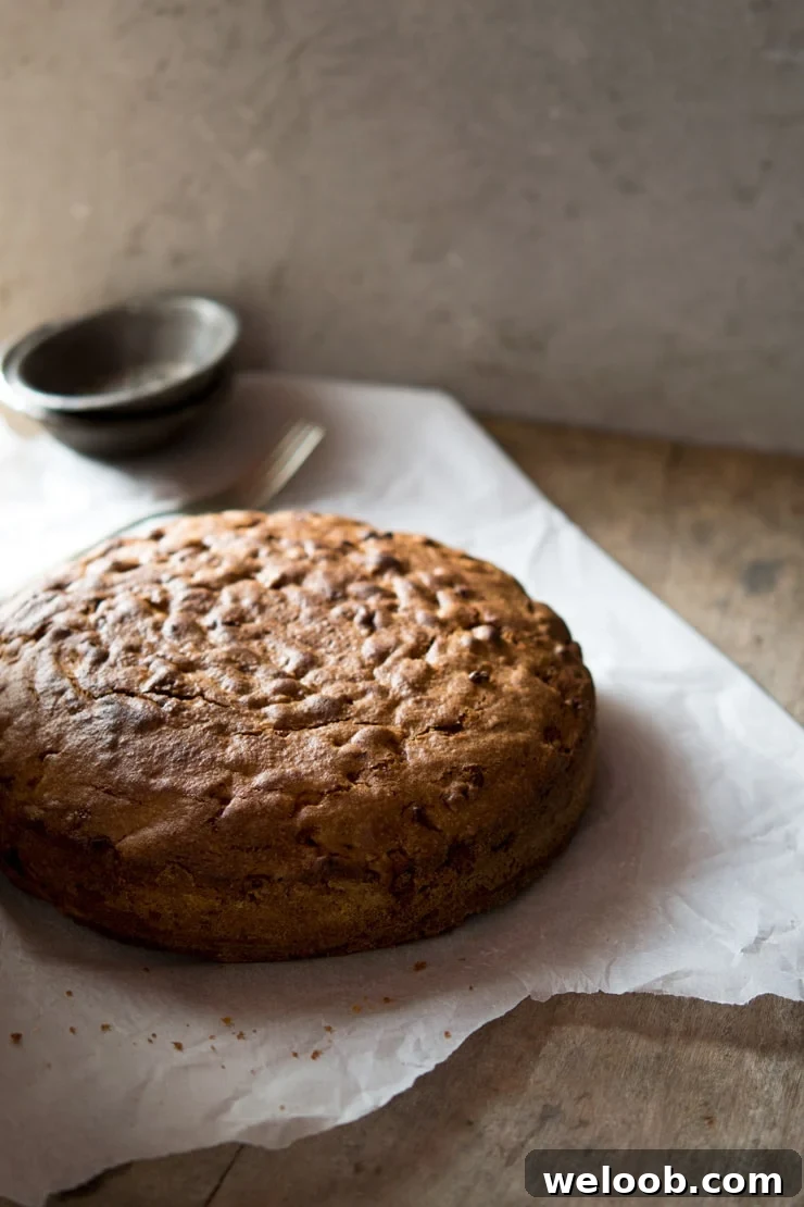 Traditional and authentic Italian apple olive oil cake inside the rustic kitchen