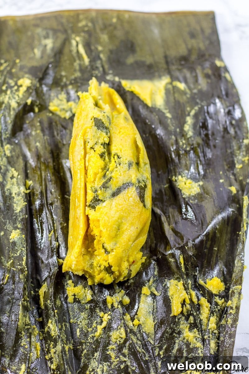 koki corn on a banana leaf