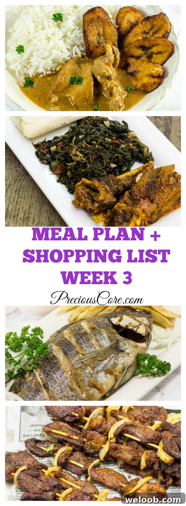 West African inspired weekly meal plan