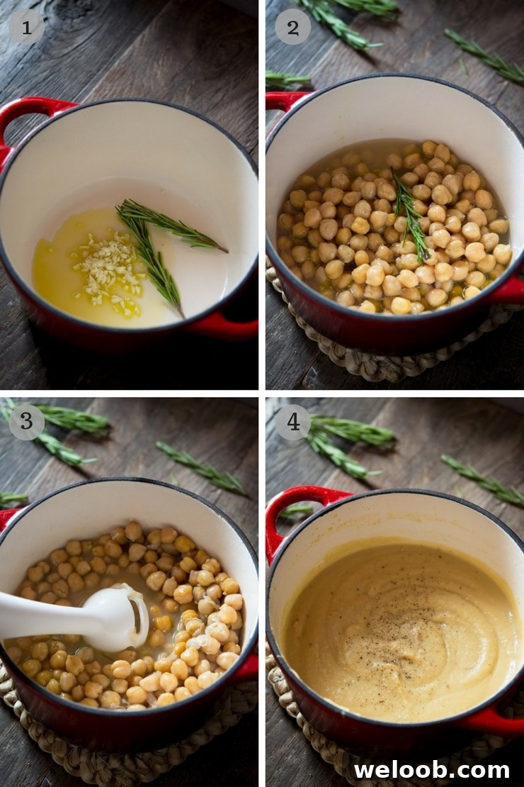 Step by step photos on how to make Tuscan chickpea soup
