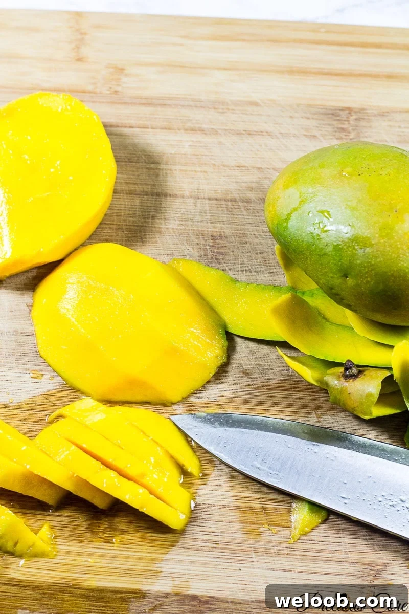 1/2 inch thick mango slices