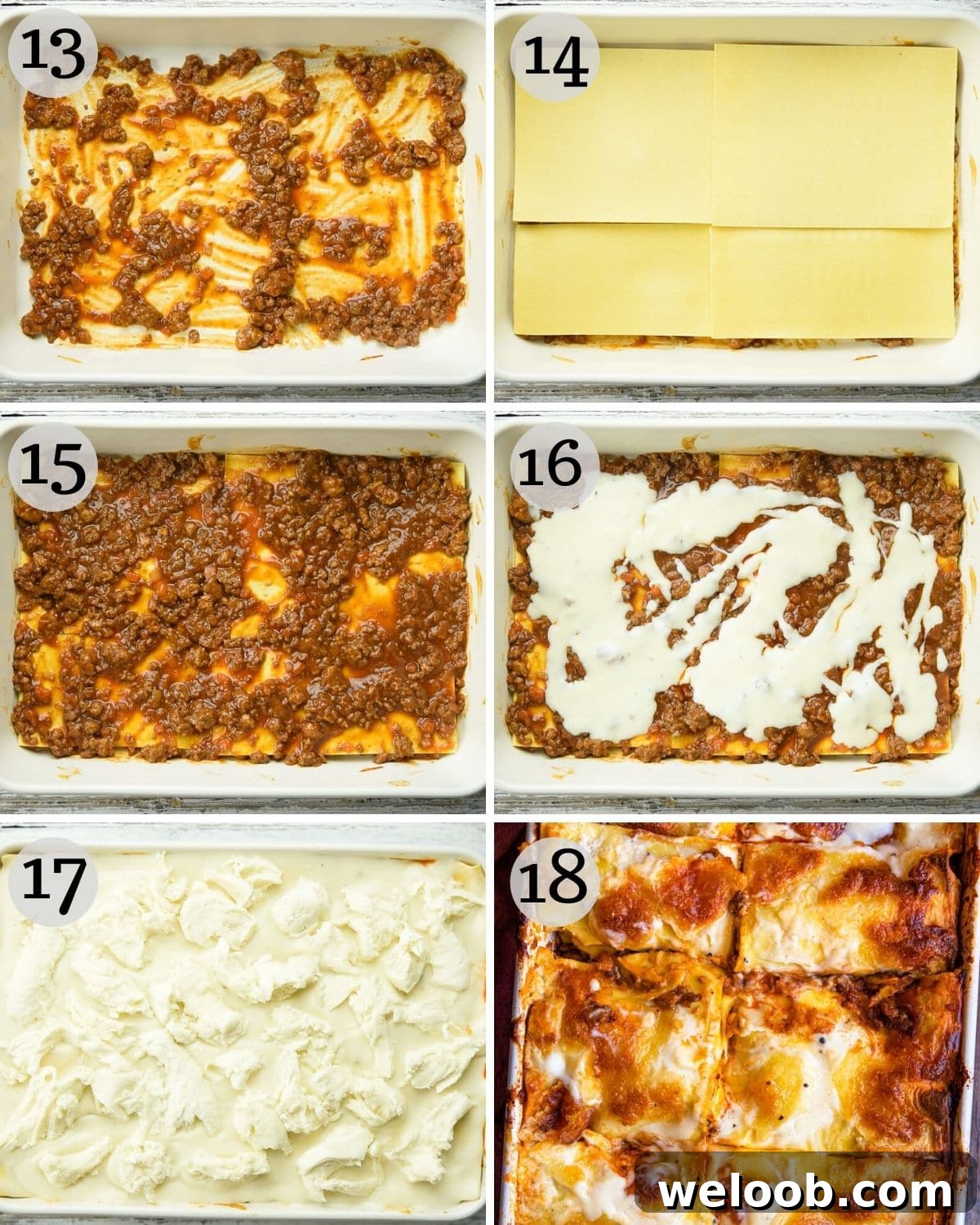 step by step photos for how to assemble a beef lasagne